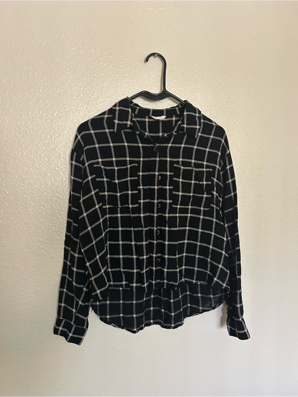 Forever 21 Black and White Windowpane Button-Down Shirt